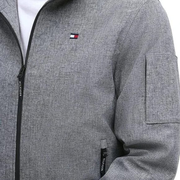 TOMMY HILFIGER Men's Water / Wind Resistant Bomber Coat SIZE SMALL Gray NWT - Picture 6 of 7